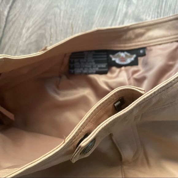 Harley Davidson Vintage Tan Leather Lace Up Pants - Picture 15 of 15